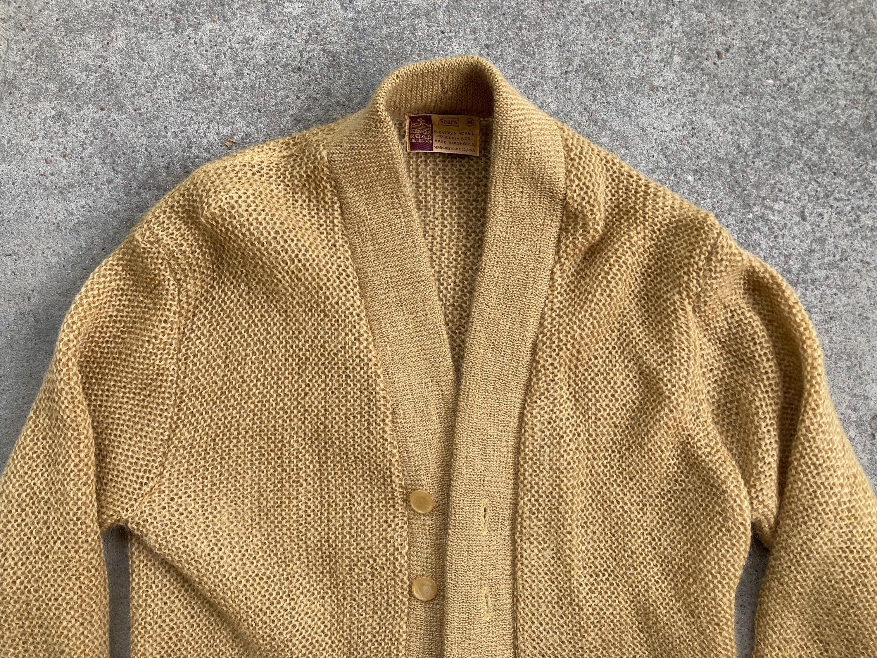 Vintage 1960s Sears Kings Road MOHAIR Mustard Yellow Button Vintage 1960s Sears Kings Road MOHAIR Mustard Yellow Button