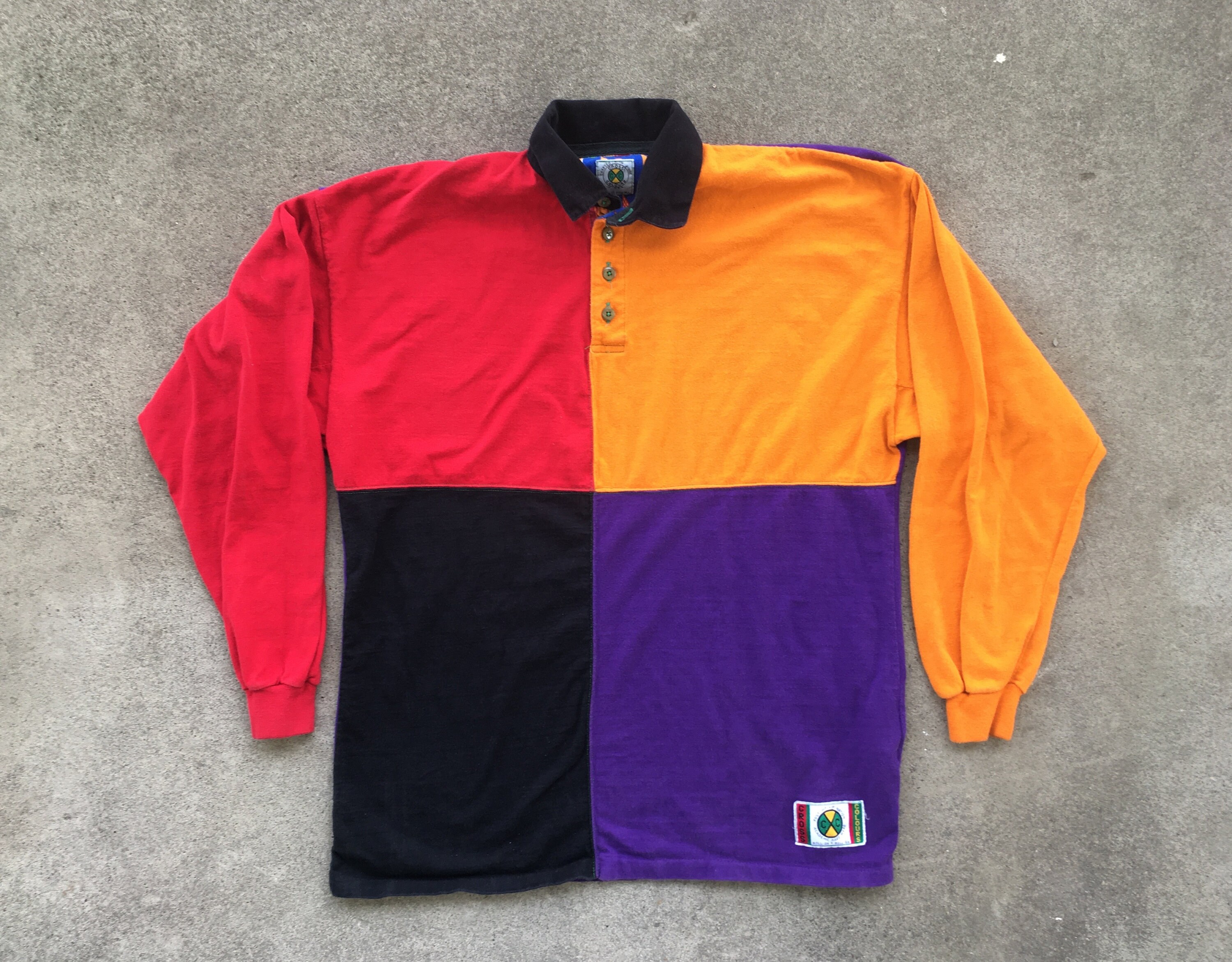 Vintage 1990s CROSS COLOURS Color Block Cotton Long Sleeve