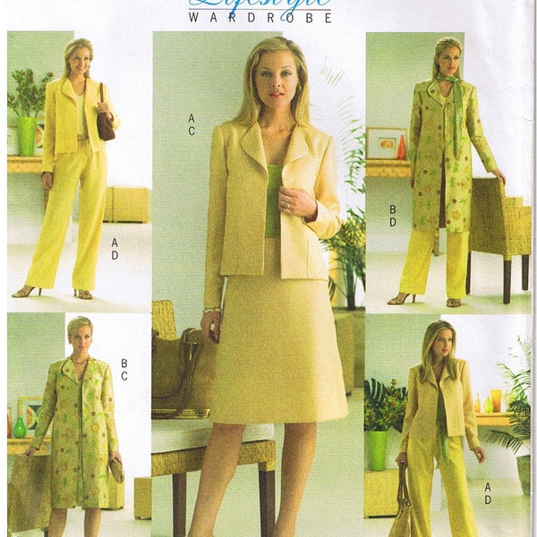 Easy To Sew Open Front Jacket A-Line Skirt Waistband Pants Mock Fly Lifestyle Wardrobe Butterick 4692 Sewing Pattern Misses Plus 16 18 20 22