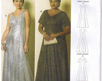 Easy Womens Formal Princess Seam Dress Fit Flare Evening Gown Connie Crawford Butterick 6146 Sewing Pattern Plus Size XXL 1X 2X 3X 4X 5X 6X