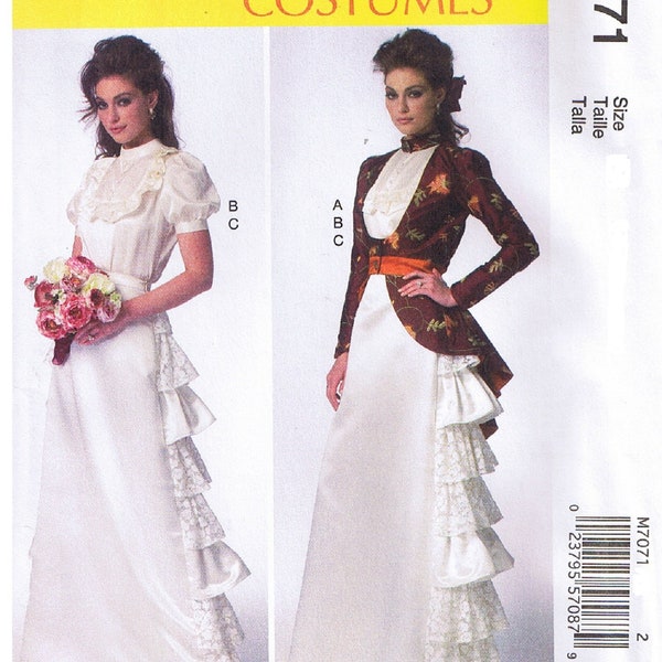 Victorian Steampunk Back Ruffled Wedding Dress Gown Blouse Top Ruffle Skirt Peplum Jacket Cosplay Costume Misses 6 8 10 12 14 16 18 20 22