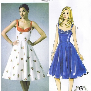 Vintage 50s 1950s Princess Seam Sun Dress Pleated Bra Bodice Shoulder Straps Butterick 5882 Sewing Patterns by Gertie Misses Sz 4 6 8 10 12