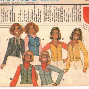Può includere: Un modello di cucito vintage per un set di giacche o gilet senza fodera. Il modello è di McCall's ed è per le taglie 6, 8 e 10. Il modello si chiama "Carefree Patterns" e il numero del modello è 5670. Il modello è per donne ed è disponibile in una varietà di combinazioni.