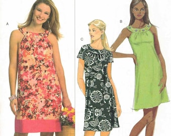 A Line Dress Front & Back Neck Gathers Yoke Sleeveless or Short Sleeve Easy to Sew Butterick 5179 Sewing Pattern Size 8 10 12 14 16 18 20 22