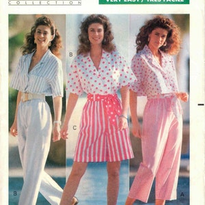 80s Spring Summer Wardrobe Separates Button Front Top Long Capri Pants ...