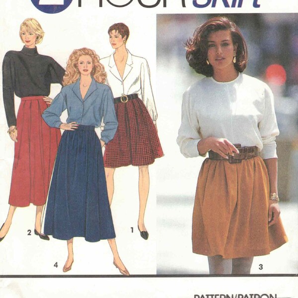 Midi or Short 2 Hr Pleated Skirts With Waistband or Elastic Waist & Side Seam Pockets Vtg 1990s Simplicity 8069 Sewing Pattern Sz 6 8 10 12