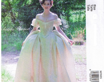 18th Century 1700s Inspired Dress Full Skirt Boned Lace Up Bodice Brianna Outlander McCalls 7885 Costume Sewing Pattern Size 6 8 10 12 14