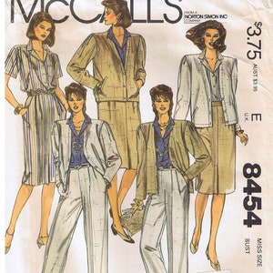 Vintage 80s Top Button Up Down Front Shirt Notched Collar Pleated Skirt Cuffed Cuff Pants Shorts McCalls 4210 Sewing Pattern Misses Size 10