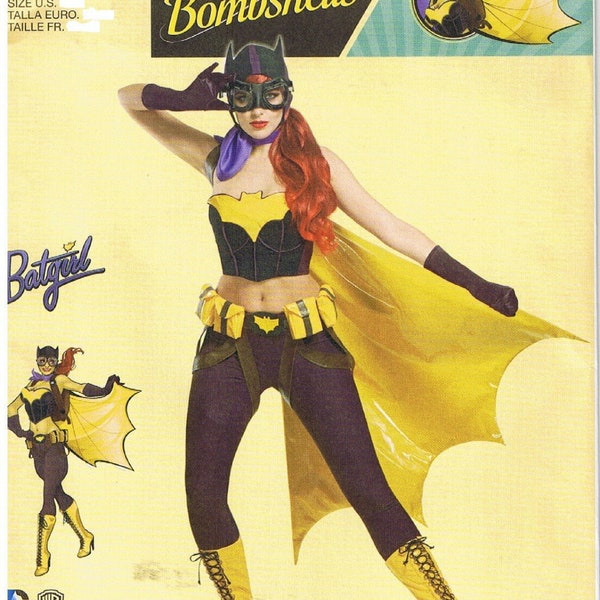 Bat Girl DC Comics Bombshell Pinup Sexy Cosplay Costume Zip Front Bustier Corset Top Pants Cape Simplicity Sewing Pattern Sz 14 16  18 20 22