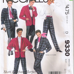 Vintage 80s Top Button Up Down Front Shirt Notched Collar Pleated Skirt Cuffed Cuff Pants Shorts McCalls 4210 Sewing Pattern Misses Size 10