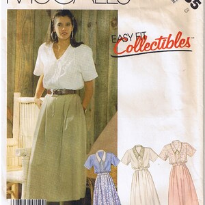 Vintage 80s Top Button Up Down Front Shirt Notched Collar Pleated Skirt Cuffed Cuff Pants Shorts McCalls 4210 Sewing Pattern Misses Size 10