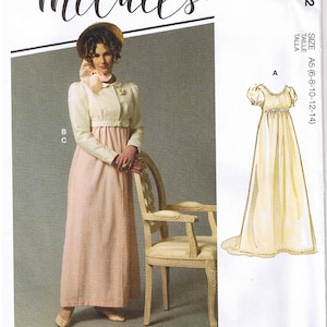 Historical Regency Empire Waist Wedding Dress Gown Jacket Jane Austen Cosplay Costume McCalls 8132 Sewing Pattern Misses Plus 14 16 18 20 22
