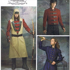 Herren Teens Cosplay Charakter Jacke Mantel Gürtel Weste Kapuze Einfachheit 8235 Reisende Bogenschütze Mittelalter Gothic Kostüm Schnittmuster 46 48 50 52