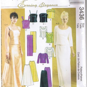 Stole Princess Seam Top Waistband Skirt 2 Piece Formal Dress Bridesmaid Prom Cocktail Evening Gown McCalls 3436 Sewing Pattern Size 6 8 10