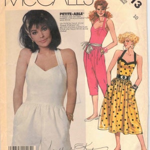 80s Halter Dress Jumpsuit & Romper Princess Seam Sweetheart Neck Vintage 1980s Actress Apollonia Kotero McCalls 2513 Sewing Pattern Sz 10