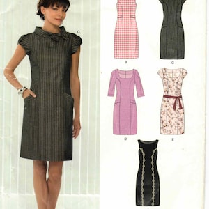 Prinzessin Naht Kleid Ausschnitt Ärmel & Detail Variationen Oben Knie Länge Einfachheit Neuer Look 6619 Schnittmuster Misses Größe 10 12 14 16 18 22
