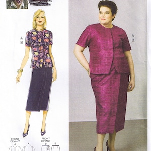 Easy to Sew Suit Dress Top Wrap Skirt Ties Connie Crawford Butterick 6605 Sewing Pattern Misses Womens Size XS S M L XL 3 4 6 8 10 12 14 16