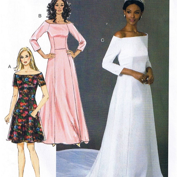 Princess Seam Boat Neck Formal Wedding Dress Gown Train Bridesmaid Prom Cocktail Party Butterck 6639 Sewing Pattern 6 8 10 12 14 16 18 20 22