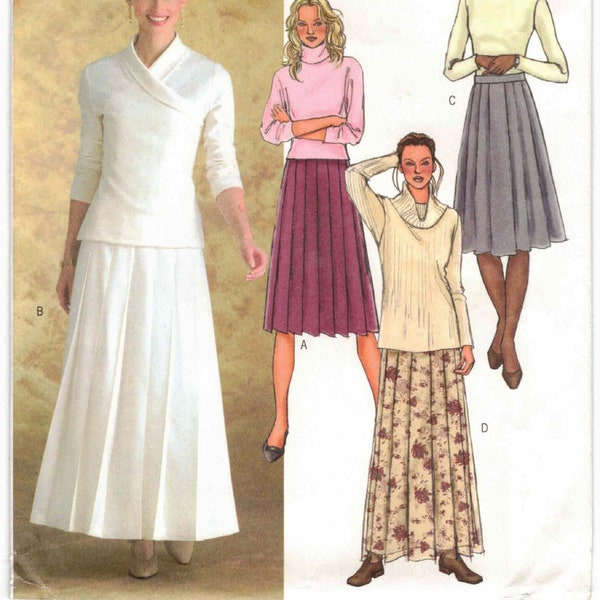 Flared & Pleated Skirts Loose Fitting With Waistband and Left Side Zipper Easy to Sew Butterick 4350 Sewing Pattern Misses Size 6 8 10 12