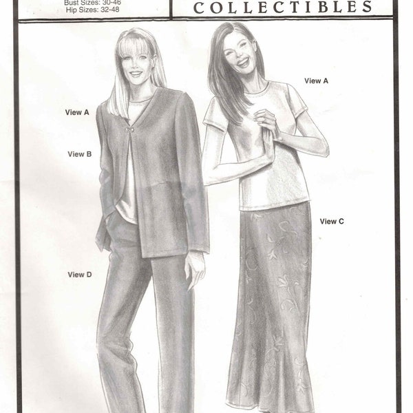 Stretch Knit Wardrobe Top Cardigan Jacket Skirt Pants Easy to Sew Misses Stretch & Sew 150 Sewing Pattern Bust 30 32 34 36 38 40 42 44 46