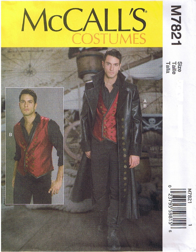 Mens Scottish Highlander Outlander Jamie Coat 1700s Sewing Pattern 46 48 50 52