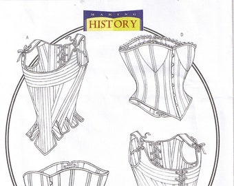 Renaissance Medieval Victorian Lace Up Boned Corset Stay Bustier Butterick 4254 Cospay Costume Sewing Pattern Plus 6 8 10 12 14 16 18 20 22