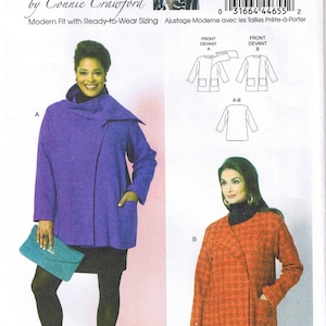 Easy to Sew Misses Asymmetrical Front Jacket Loose Fit Connie Crawford Butterick 5828 Sewing Pattern Size XS S M L XL 3 4 6 8 10 12 14 16