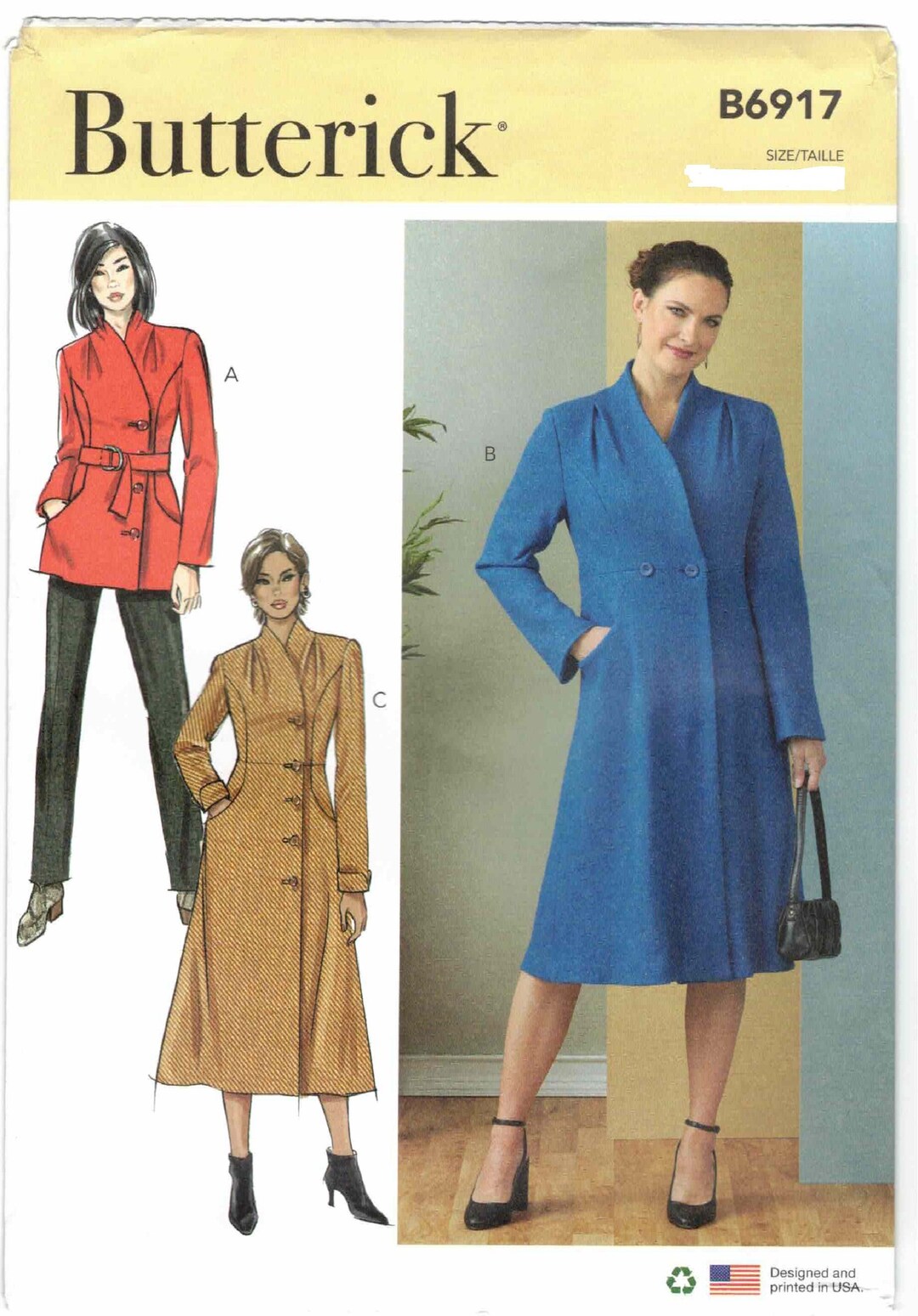 Button Front Wrap Coat Stand up Collar Shoulder Pleats Pockets
