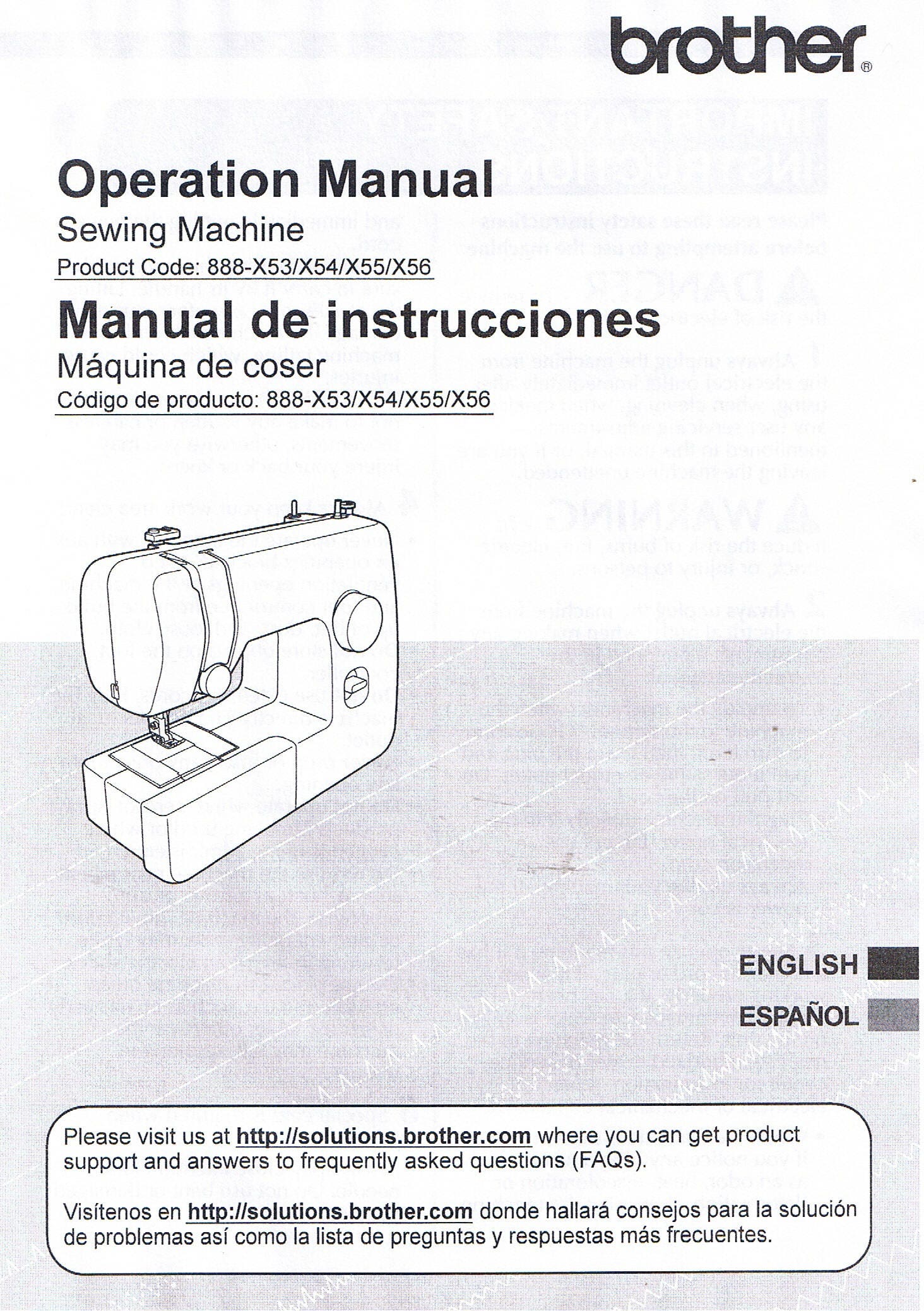 Brother JX2517 Sewing Machine Operation Operating User's