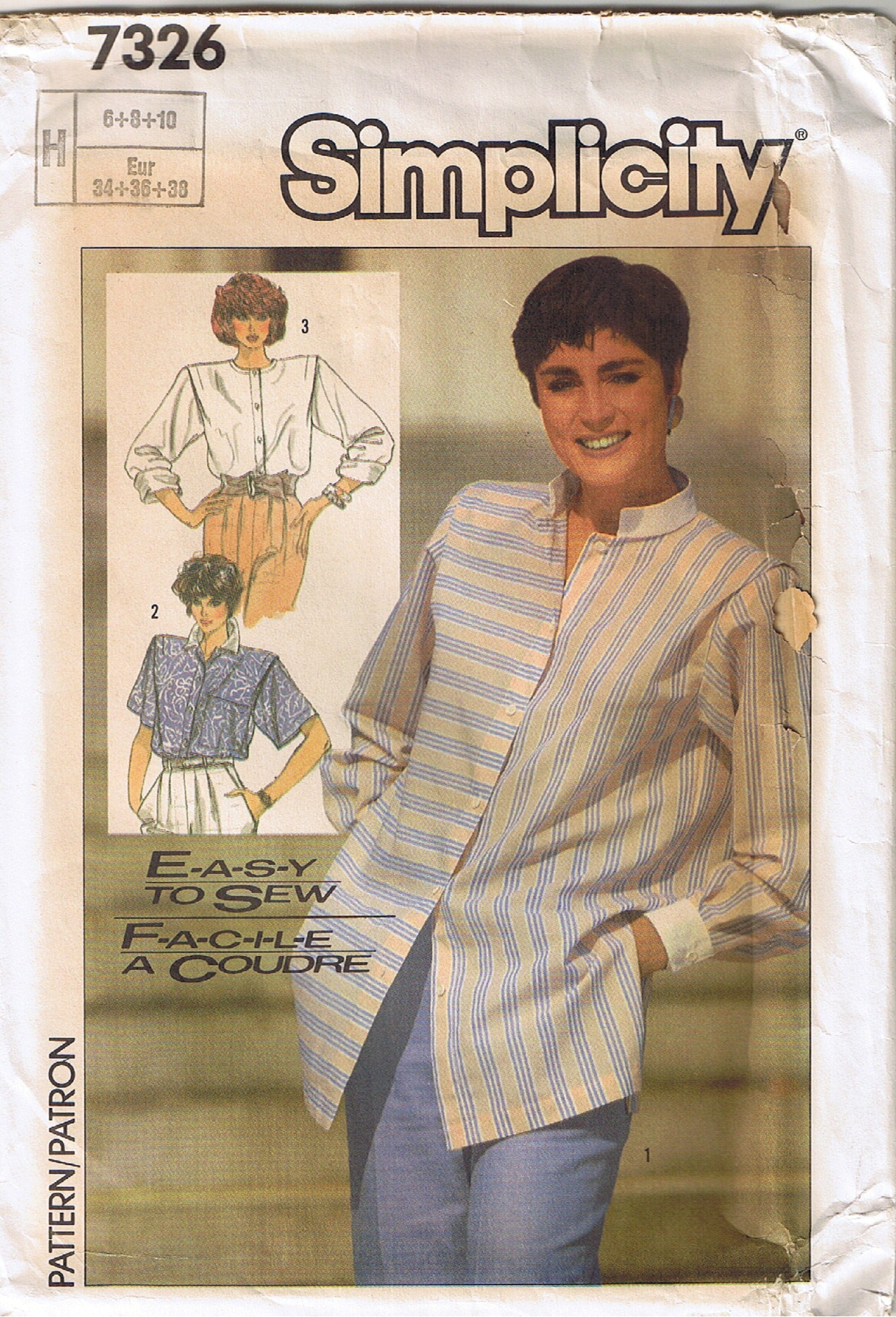 Button Front Shirt Shoulder Tucks Side Slits Long or Short Sleeve