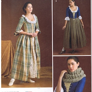Historical 18th Century Scottish Highlander Claire Outlander Dress Stomacher Corset Bodice Costume Sewing Pattern 6 8 10 12 14 16 18 20 22