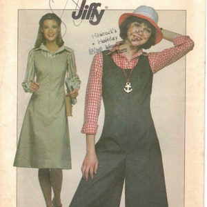70s Jumper Dress Culotte Jumper Sleeveless Front Zipper Round Neck Easy to Sew Vtg Simplicity 8053 Jiffy Sewing Pattern Misses Size 6 8 10