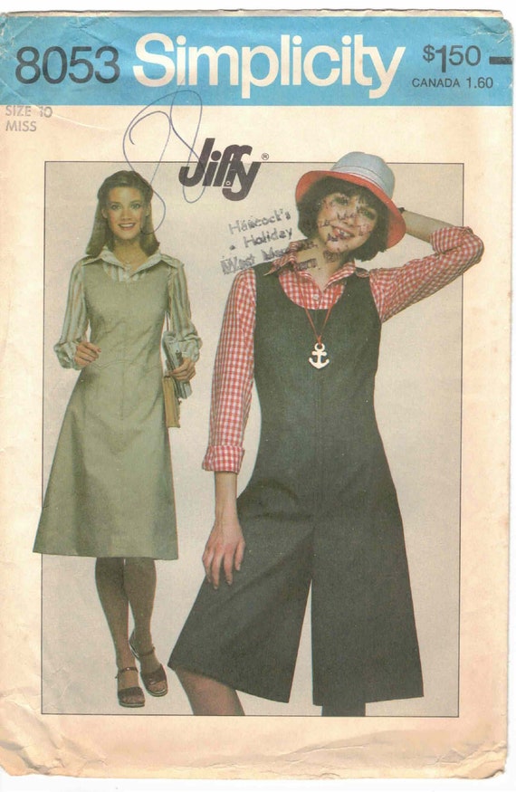 70s Jumper Dress Culotte Jumper Sleeveless Front Zipper Round Neck