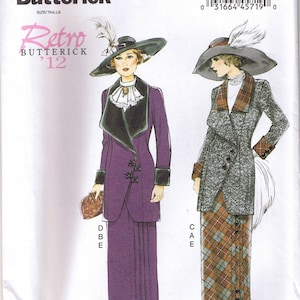 Vintage Early 1900s 20th Century Jacket Bib Skirt Butterick 6108 Downton Abbey Historical Costume Sewing Pattern 6 8 10 12 14 16 18 20 22
