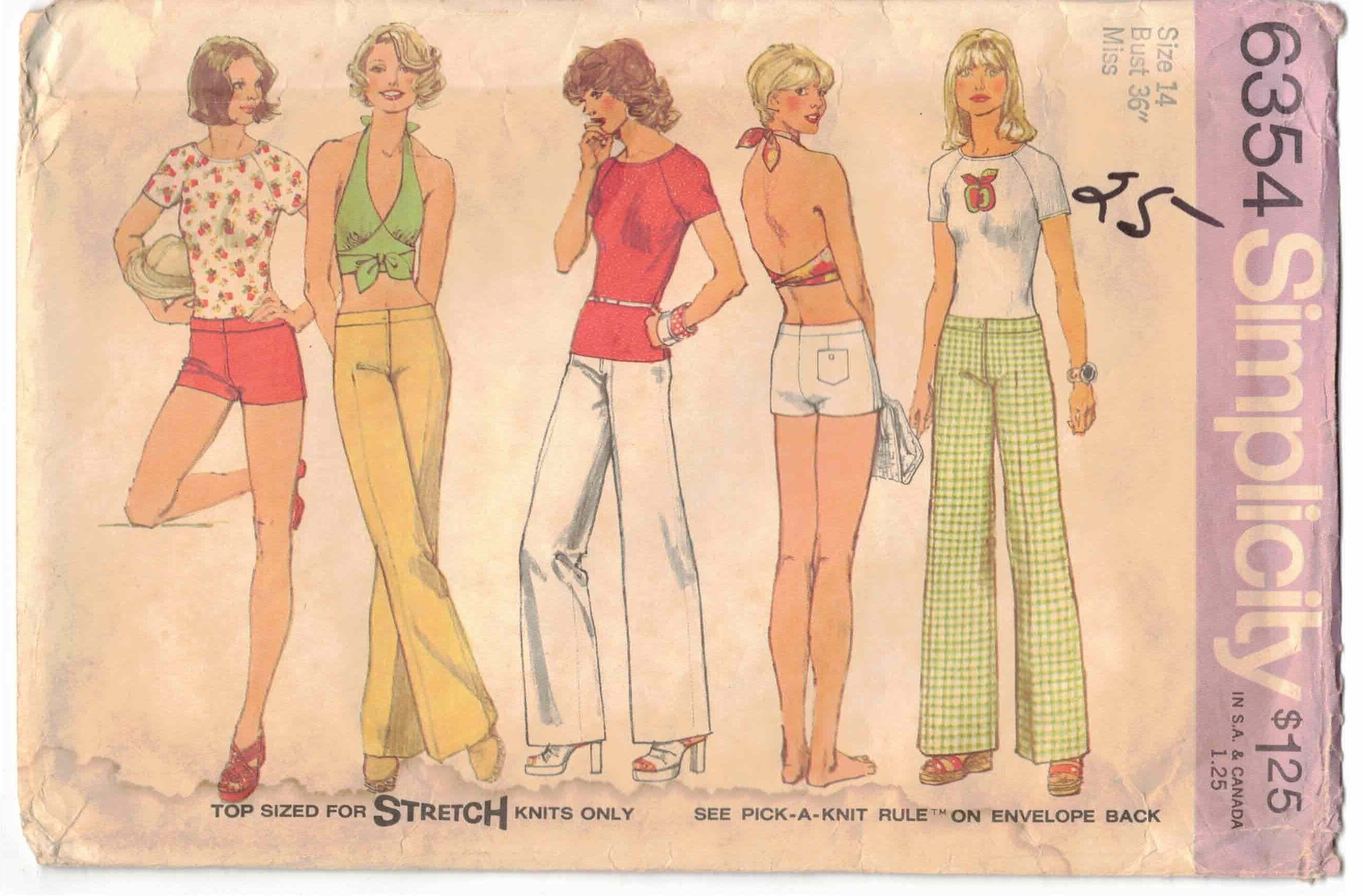 70s Vintage Sewing Pattern Miss Teen Hip Hugger Shorts Jeans Pants Bell  Bottom