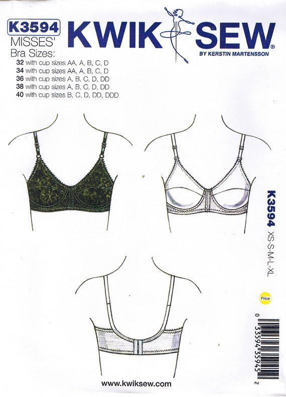 Buy Bra Size 32 34 36 38 40 AA-DDD Cup Sizes With Adjustable Shoulder  Straps Kwik Sew 3594 Sewing Pattern Online in India 