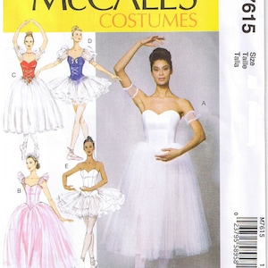 Ballett Ballerina Tanzkostüm Gesammelt Voller Rock Tütü Ohne Knochen Mieder Ärmel Variationen McCalls 7615 Schnittmuster 6 8 10 12 14 16 18 20 22