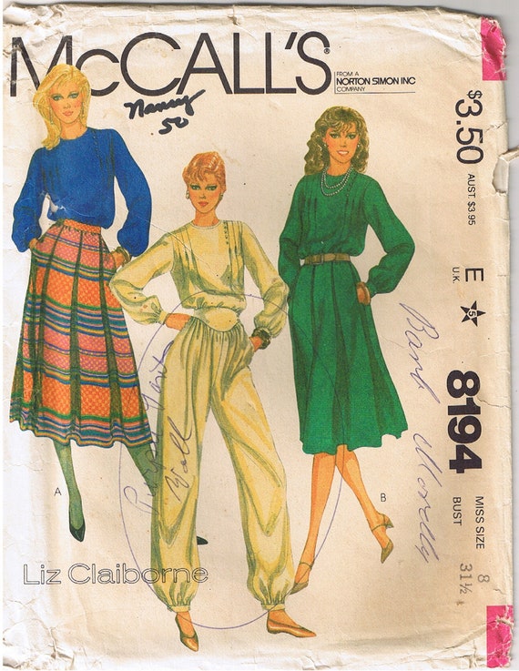 80s Pullover Blouse Top Pleated Skirt Gathered Cuff Pants Etsy