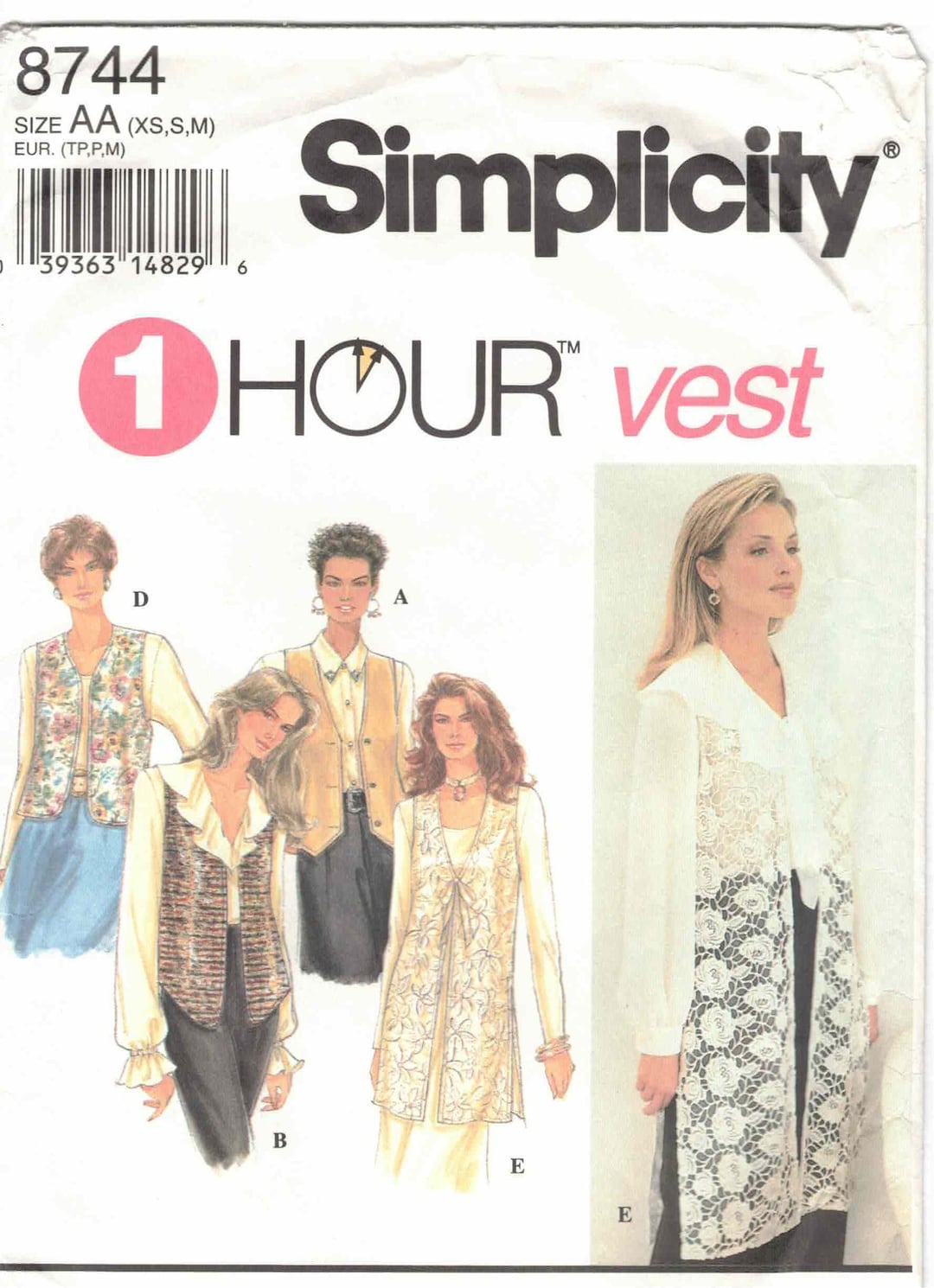 High Vest Pattern 1 Hour Vests 5 Styles Hip or Long Length Lined Open Button or Tie Front ...