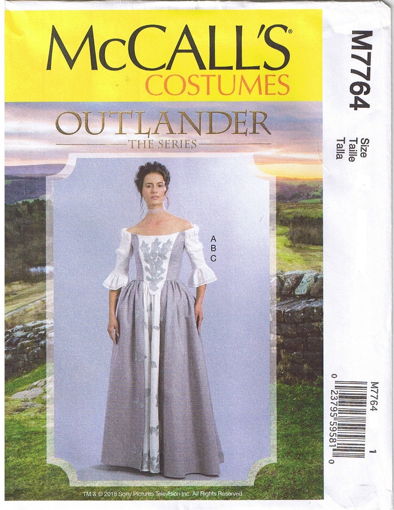 18th Century Scottish Highlander Colonial Gown Sewing Pattern Sz 14 16 18 20 22