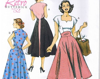 Vintage 50s 1950s Retro Pullover Rockabilly Fit Flared Back