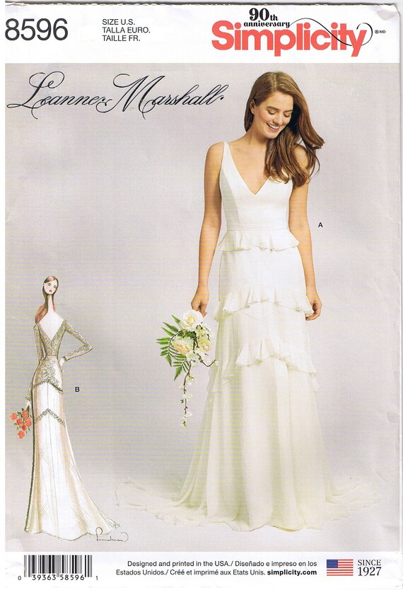 Wedding Dress Gown Train Option Flounce Detail Overlay V Neck Etsy