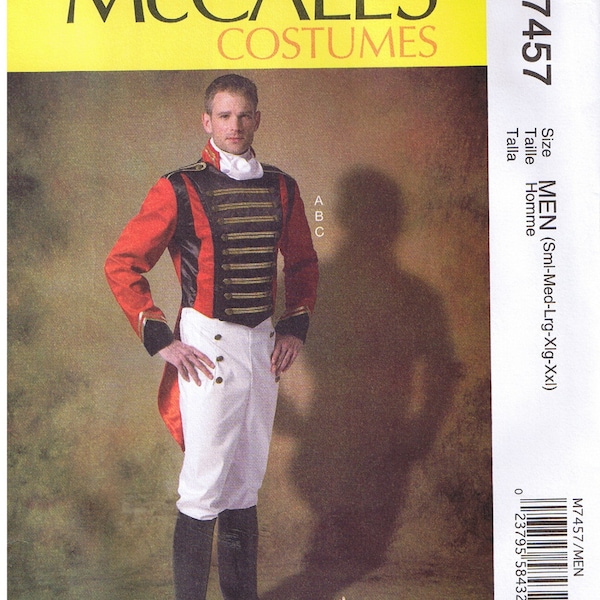 Mens Historical Calvary Colonial Jacket Pants Cravat Scarf VJ Dunraven McCall 7457 Costume Sewing Pattern Size 34 36 38 40 42 44 46 48 50 52