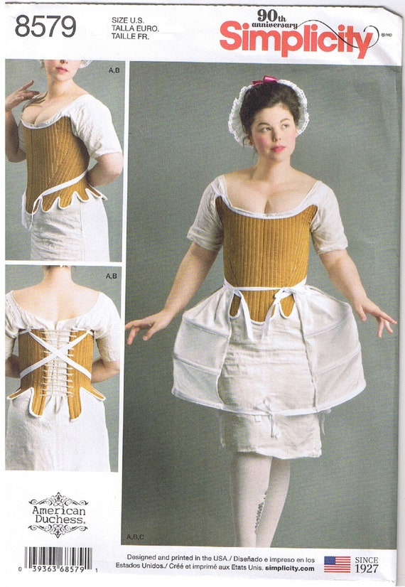 Historical 18th Century 1700s Scottish Highlander Outlander Shift Corset  Panniers Undergarments Costume Sewing Pattern Misses Sz 4 6 8 10 12 