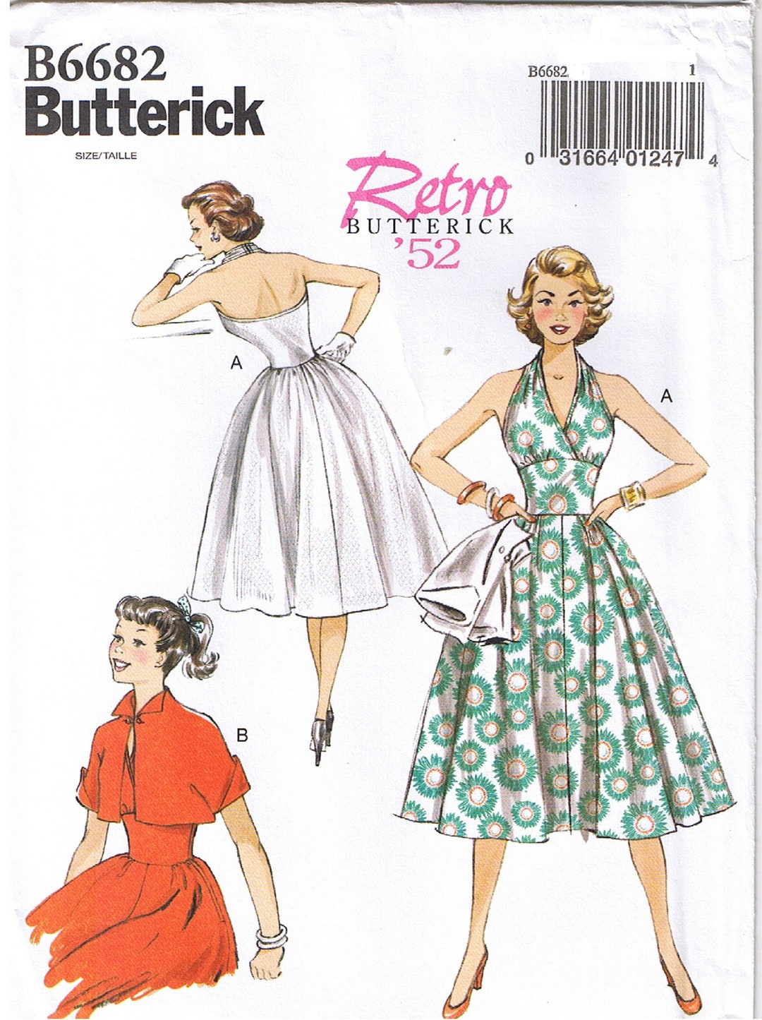 50s Halter Dress Bolero Jacket Fit Flared Gathered Skirt Waist Inset