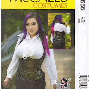 Boned Underbust Corset Style Vests Lined Collar Flounce Peplum Cosplay YaYa Han Costume McCalls 7555 Sewing Pattern Misses Size 6 8 10 12 14