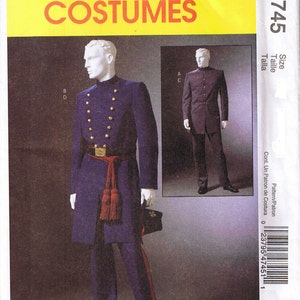 Mens Civil War Military Soldier Uniform Reenactment Coat Pants Trousers McCalls 4745 Costume Sewing Pattern Size S M L 34 36 38 40 42 44