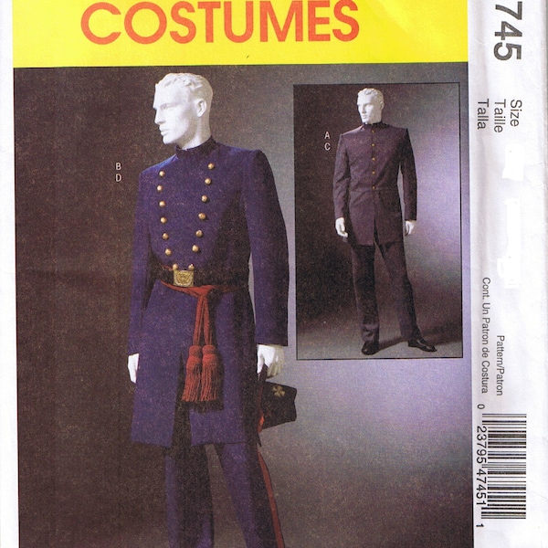 Mens Civil War Military Soldier Uniform Reenactment Coat Pants Trousers McCalls 4745 Costume Sewing Pattern Size XL XXL XXXL 46 48 50 52