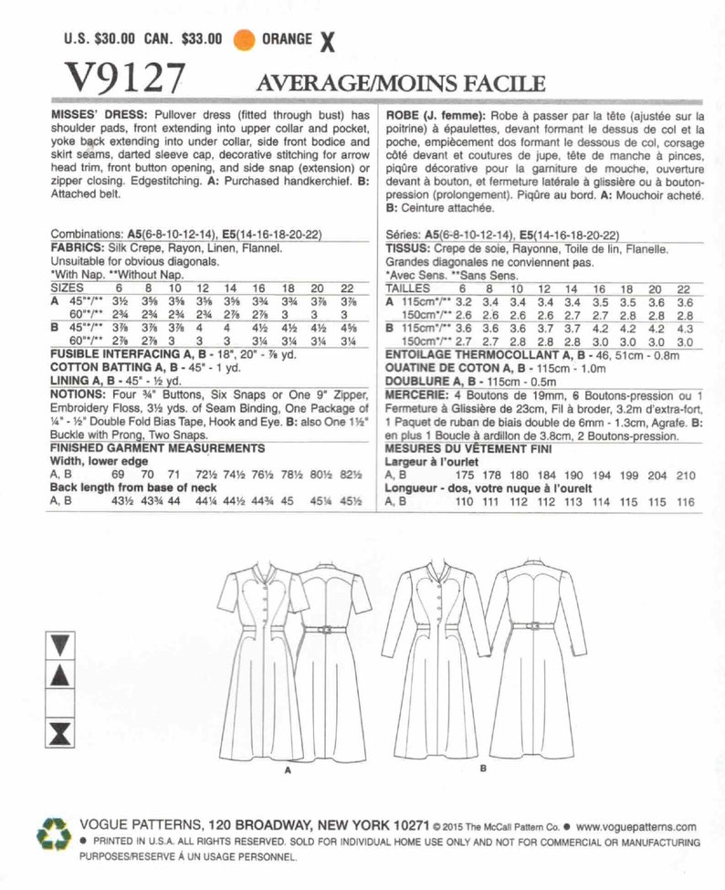 Button Bodice Pattern 30s Dress Button Bodice Collar Breast Pocket Back Yoke Long or Short ...