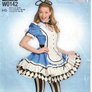 Alice in Wonderland Dress & Neckband Short Ruffle Skirt Steampunk Comic Con Cosplay Costume Simplicity 8234 Sewing Pattern Miss 6 8 10 12 14